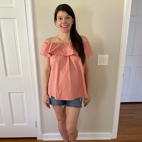 HATCH maternity Chloe off the shoulder top size Petite in peach. - Picture 3 of 5